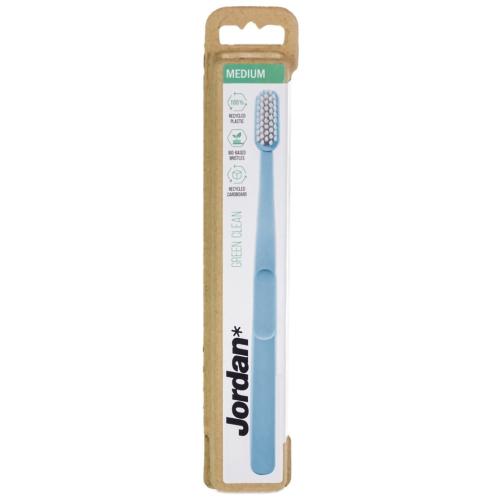Jordan Green Clean Medium Toothbrush Bio Eco Χειροκίνητη Οδοντόβουρτσα Μέτρια, με Βιολογικής Προέλευσης Ίνες 1 Τεμάχιο - Μπλε
